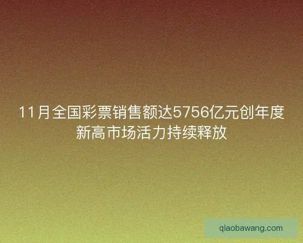 11月全国彩票销售额达5756亿元创年度新高市场活力持续释放