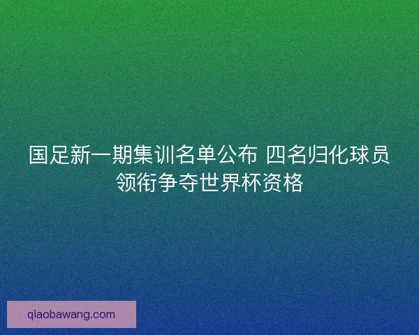 国足新一期集训名单公布 四名归化球员领衔争夺世界杯资格